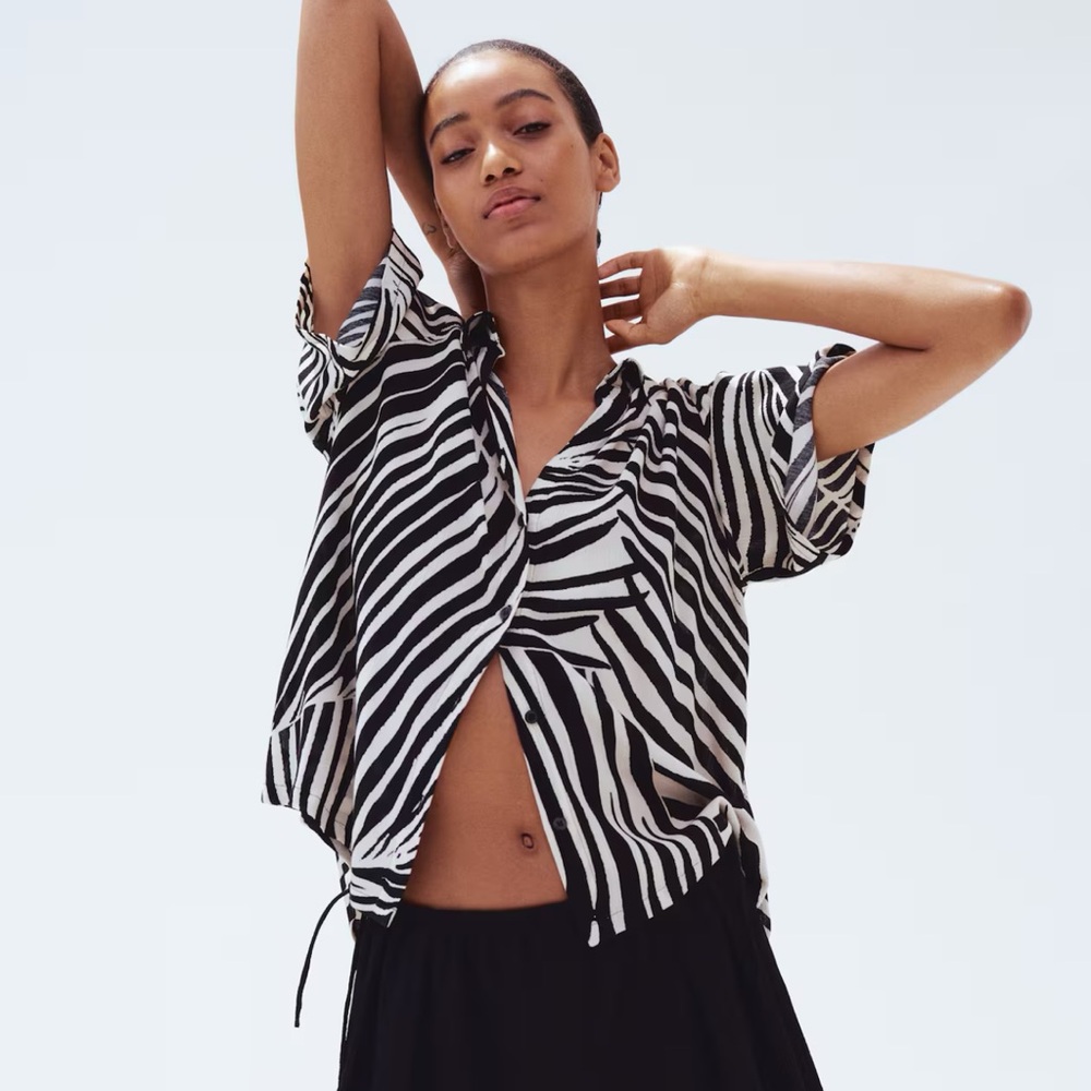 H&M Animal Print - Beige and Black Blouse